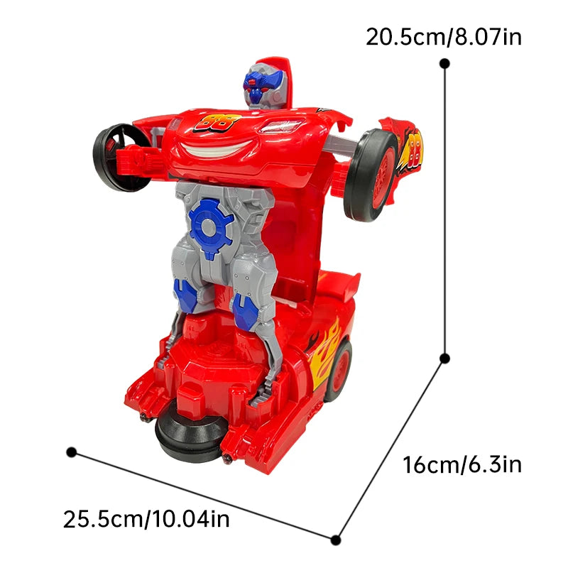 Children's red racing robot toy, electric toy, automatic transformation, colorful sound and light, holiday gift for babie